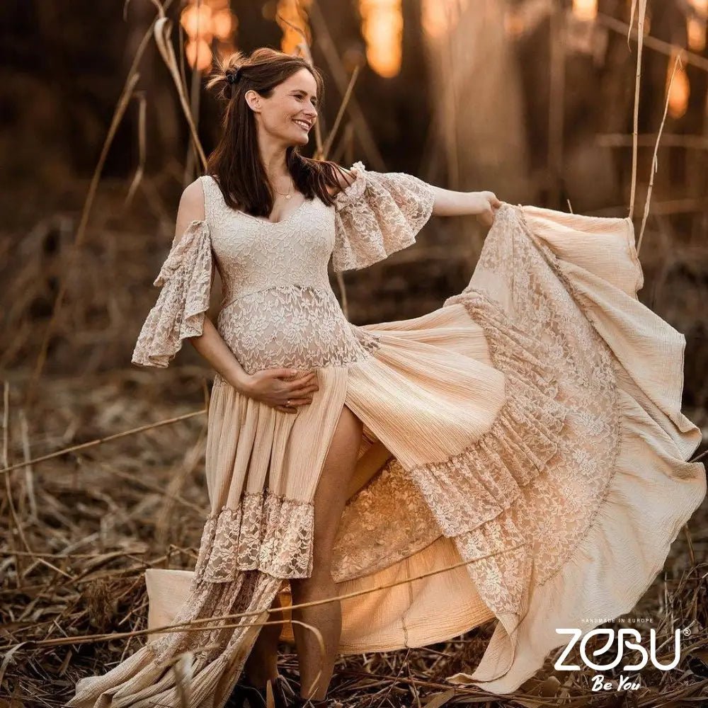 Naomi Maternity Gauze Lace Unique Boho Dresses ZeBu Be You