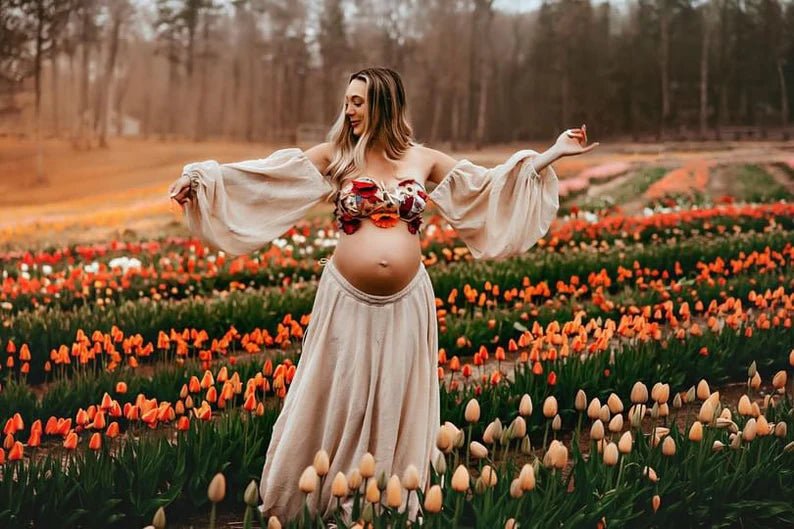 Aura Two - Piece Maternity Photoshoot Dresses - Pregnancy - maternity clothes - ZeBu Be You