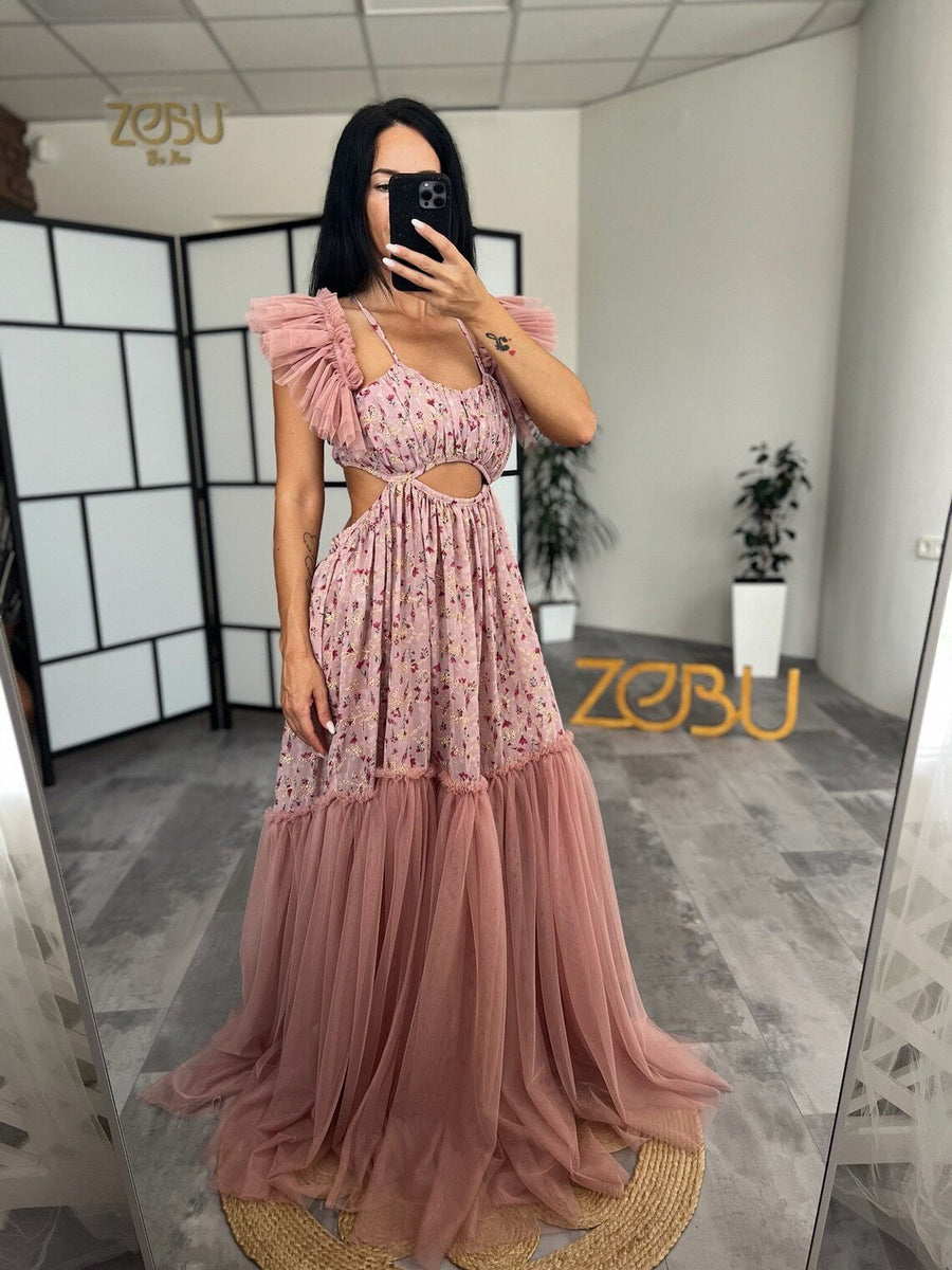 Bellina Chiffon and Tulle Maternity Two - Piece Boho Dresses - Pregnancy - maternity clothes - ZeBu Be You