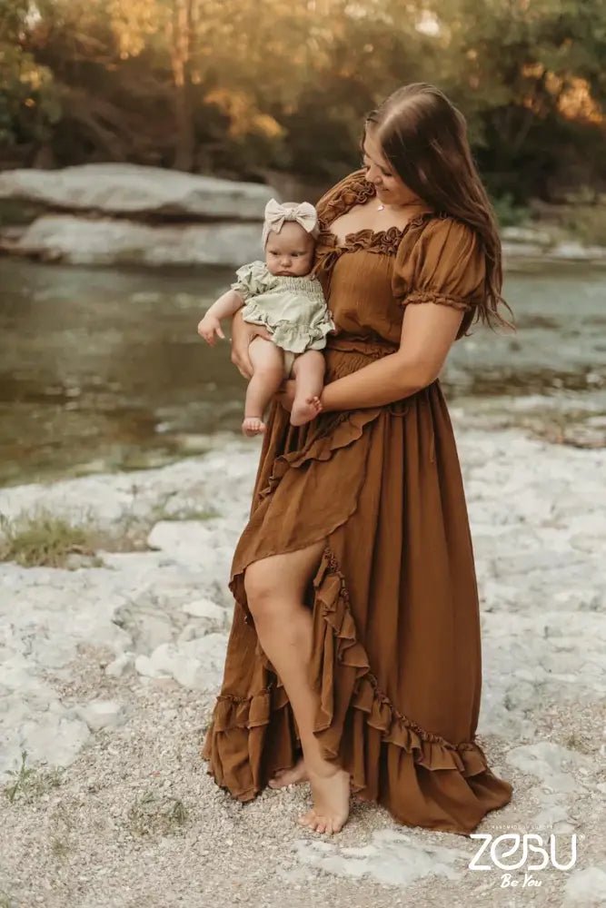 Blossom Two Piece Gauze Maternity Photoshoot Dress - Pregnancy - maternity clothes - ZeBu Be You