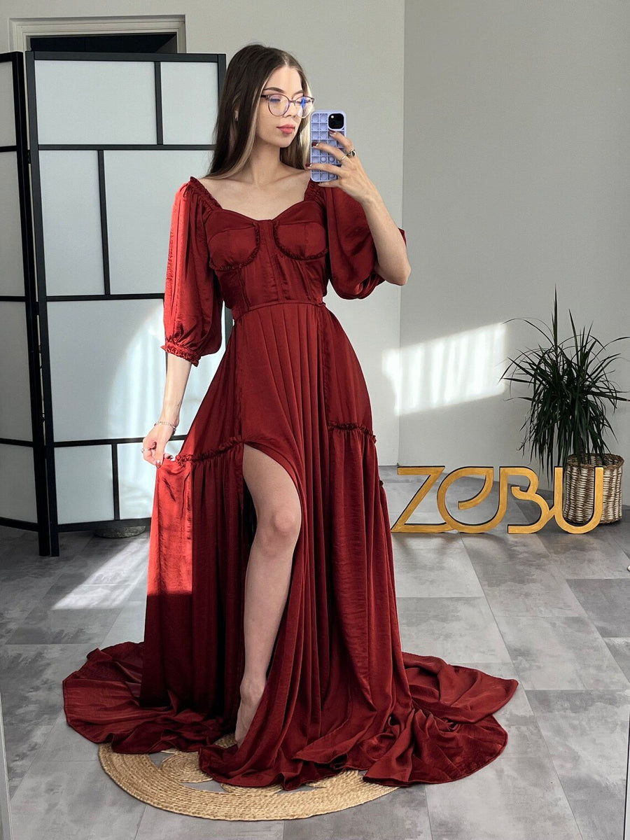 Elena Gown Silk Maternity Unique Boho dresses - Pregnancy - maternity clothes - ZeBu Be You