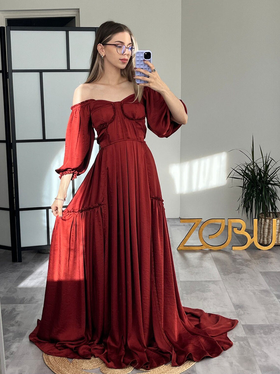 Elena Gown Silk Maternity Unique Boho dresses - Pregnancy - maternity clothes - ZeBu Be You