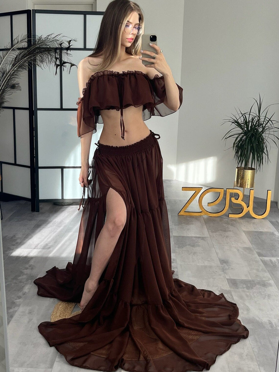 Ella Muslin Maternity Two - Piece Boho Photoshoot dresses - Pregnancy - maternity clothes - ZeBu Be You