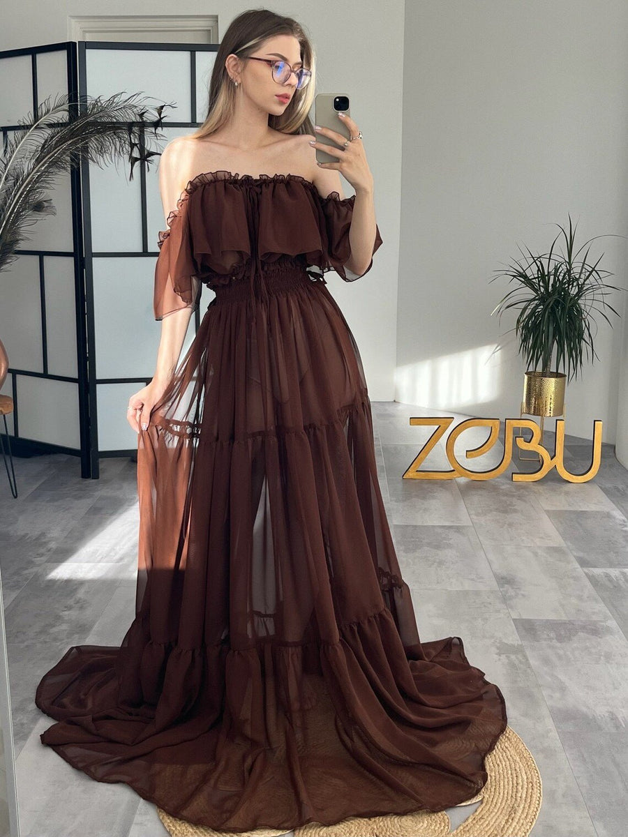 Ella Muslin Maternity Two - Piece Boho Photoshoot dresses - Pregnancy - maternity clothes - ZeBu Be You