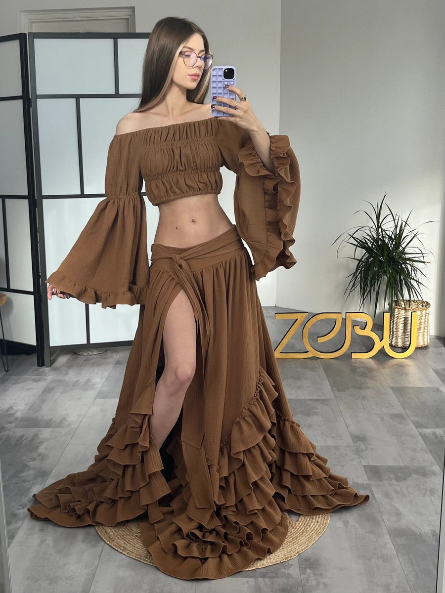 Elyna Maternity Gauze Two Piece Boho Dresses - Pregnancy - maternity clothes - ZeBu Be You