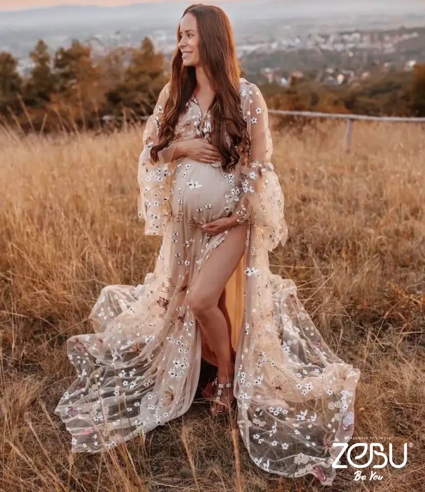Flower Fairy Maternity Tulle Unique Boho Dresses (included nude bodysuit) - Pregnancy - maternity clothes - ZeBu Be You