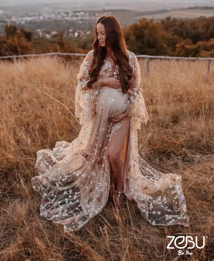 Flower Fairy Maternity Tulle Unique Boho Dresses (included nude bodysuit) - Pregnancy - maternity clothes - ZeBu Be You