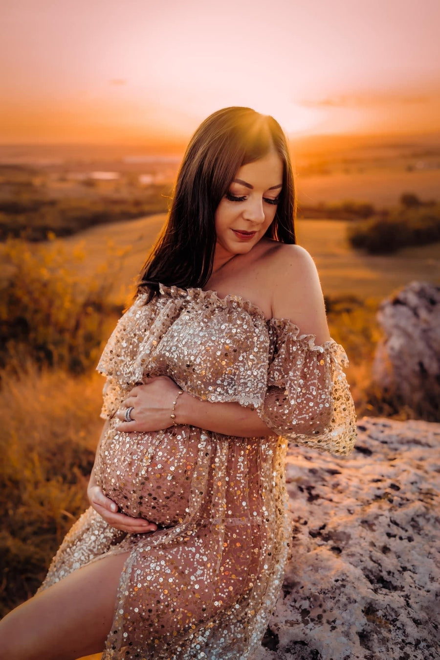 Helena Sequin Maternity Unique Boho Dresses - Pregnancy - maternity clothes - ZeBu Be You