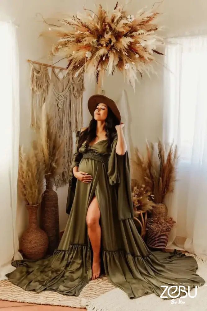 Jameela Maternity Silk Unique Boho Dresses - Pregnancy - maternity clothes - ZeBu Be You