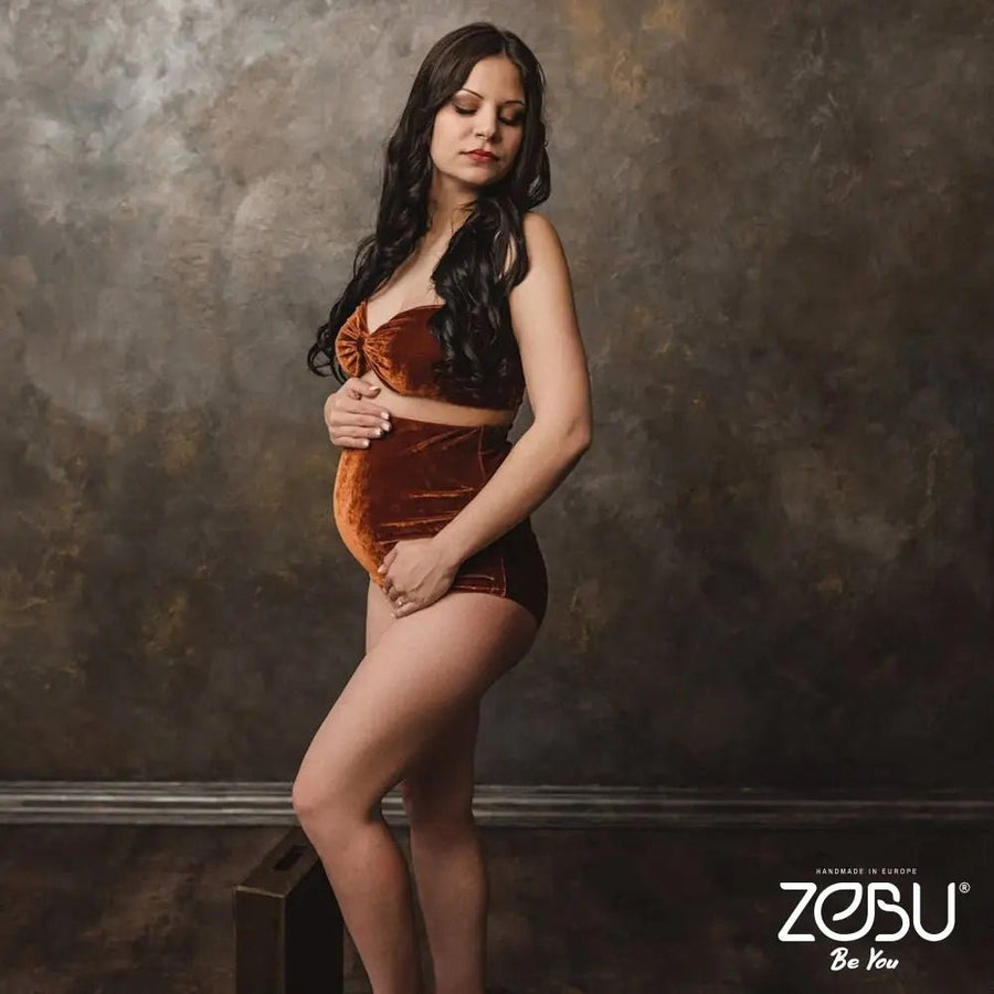 Juliette Velvet Maternity Bodysuit for Pregnancy Photoshoot - Pregnancy - maternity clothes - ZeBu Be You