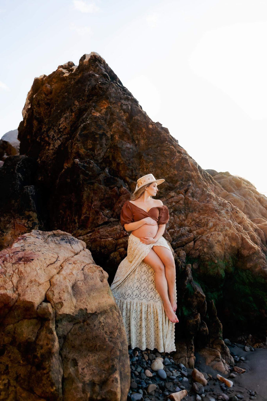 Karina Gauze and Lace Maternity Two - Piece Set for Photoshoot - Pregnancy - maternity clothes - ZeBu Be You