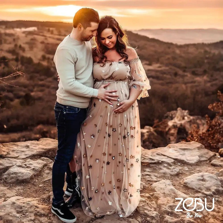 Milena Satin Maternity Dress for Family Photoshoot - Pregnancy - maternity clothes - ZeBu Be You