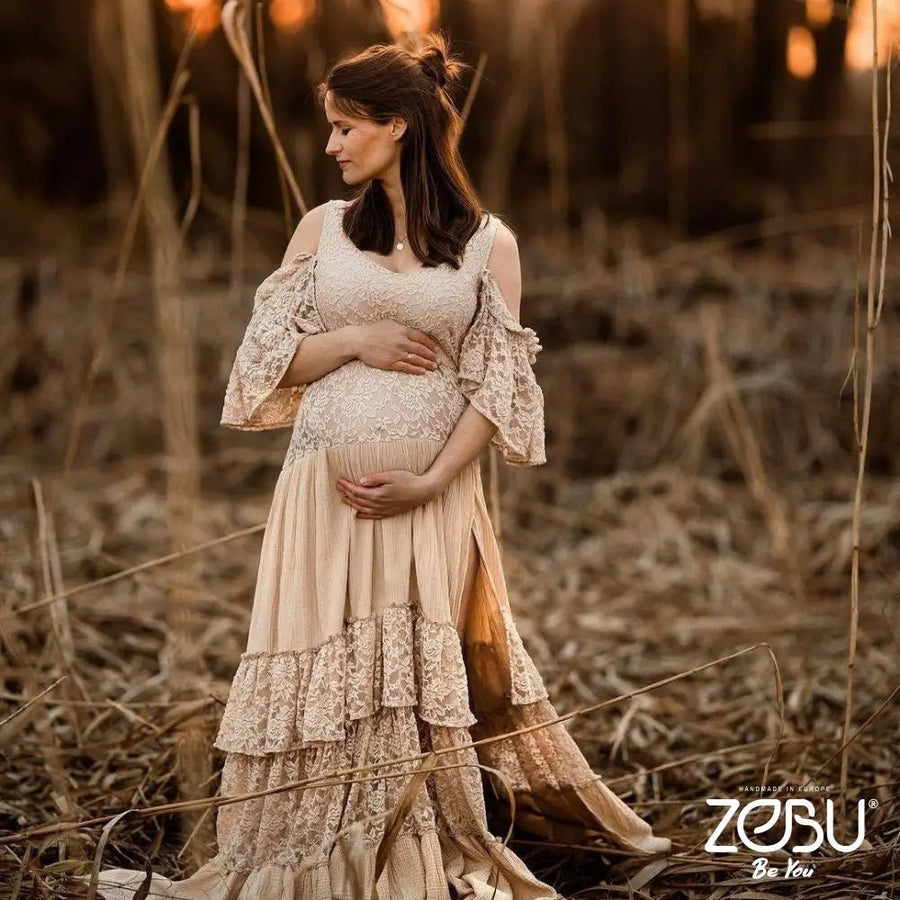 Naomi Maternity Gauze Lace Unique Boho Dresses ZeBu Be You