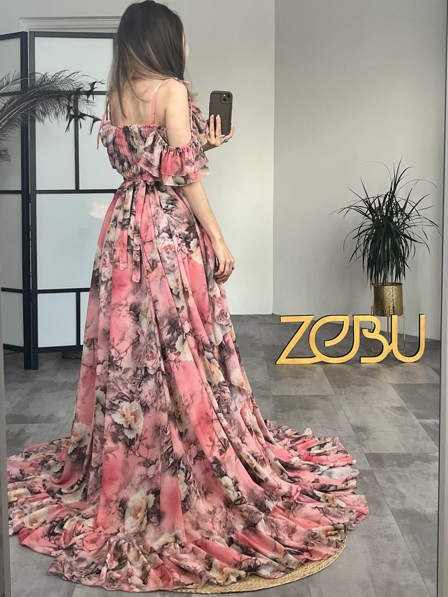 Roses Gown Chiffon Unique Boho Maternity Dresses - Pregnancy - maternity clothes - ZeBu Be You