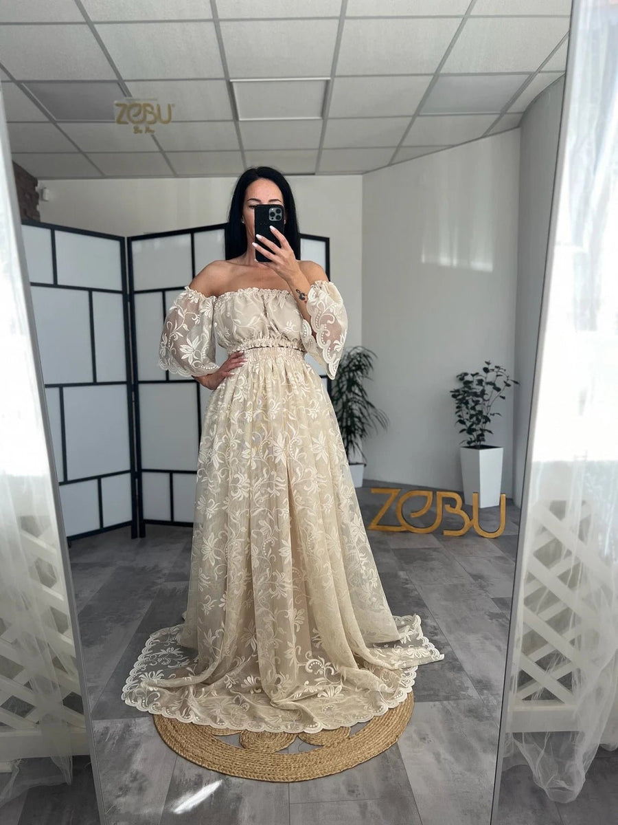 Unique Lace Maternity Two - Piece Boho Dresses - Pregnancy - maternity clothes - ZeBu Be You